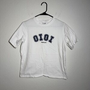 5252 By Oioi T Shirt Womens Medium White Graphic Print Crew Neck Street Wear